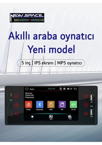 150-mp5 5 İnç İps Ekran-yeni Model-mırror Lınk-usb-aux-bluetooth-