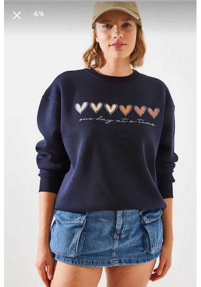 Kozia Outdoors Malkoçbey 6kalp Baskılı Oversize Unisex O Yaka Swaetşhirt Lacivert Lacivert