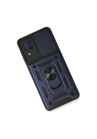 Samsung Galaxy Uyumlu, A22 Kılıf Pars Lens Yüzüklü Silikon - Lacivert