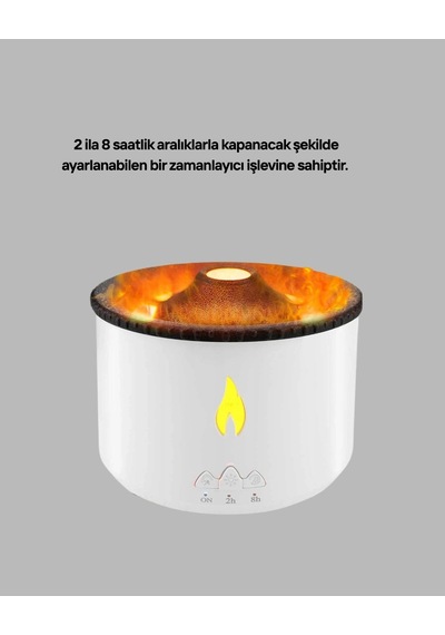 Mey İthalat Alev Efektli Aromaterapi Difüzörü 360 Ml Su Hazneli, Sessiz Ve Zaman Ayarlı Yeni Nesi