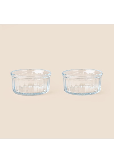 Glass 2'li Cam Fırın Kabı - Şeffaf - 10 Cm Çok Renkli