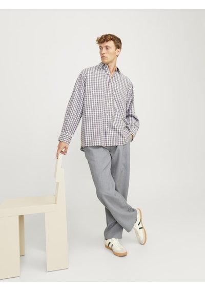 Jack & Jones Erkek Pileli Genis Kesim Pantalon - Bill - 12266756 Light Grey Melange Gri Melanj