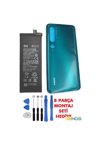 Xiaomi Mi Note 10/mi Note 10 Pro Arka Cam Kapak Batarya Pil Kapağı Yeşil+ Batarya Pil Bm52+tamir Set