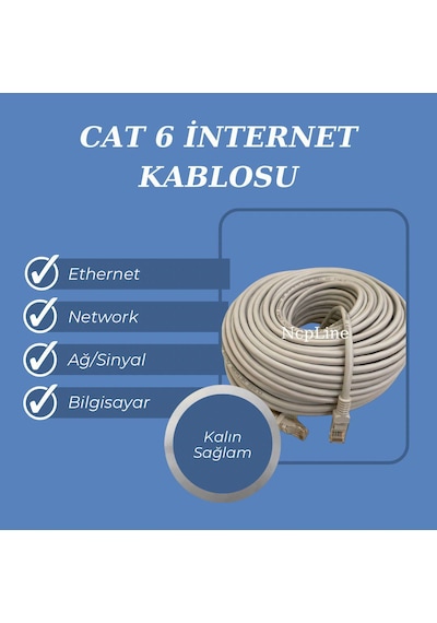 5 Metre Hazir Yapili Internet Kablosu 5 Mt Cat 6