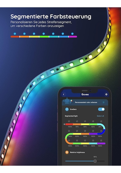Govee Led Şerit, Rgbıc Led Şerit 20m, Müzik Senkronizasyonu, Segment Kontrolü, Renk Değişimi, 64 Sahne Modu, Uygulama Aracılığıyla Kontrol Edilebilir, Parti, Ev, Yatak Odası, Tv İçin, 2 Rulo 10m Siyah Govee Led Şerit, Rgbıc Led Şerit 20m, Müzik Senkronizasyonu, Segment Kontrolü, Renk Değişimi, 64 Sahne Modu, Uygulama Aracılığıyla Kontrol Edilebilir, Parti, Ev, Yatak Odası, Tv İçin, 2 Rulo 10m Siyah