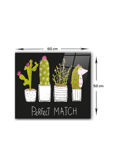 Cam Ocak Arkası Koruyucu | Perfect Match-Siyah Fon | 52cm x 60cm