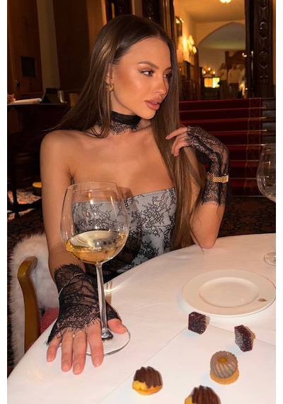 Valeria Dantelli Maxi Elbise - Siyah Siyah