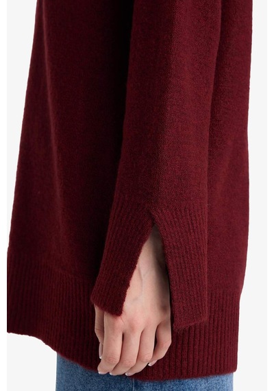 Defacto Loose Fit Bisiklet Yaka Triko Kazak Tunik F4547ax25wnbr181 Bordo-br181