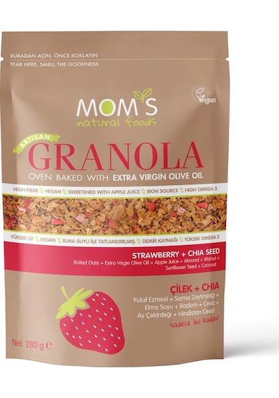 Mom's Natural Foods Çilek+chia Granola 280 G E