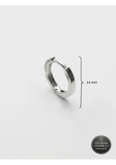 925 Ayar Gümüş Rodyum Kaplama Yuvarlak Unisex Halka Küpe - Çift 2x14mm