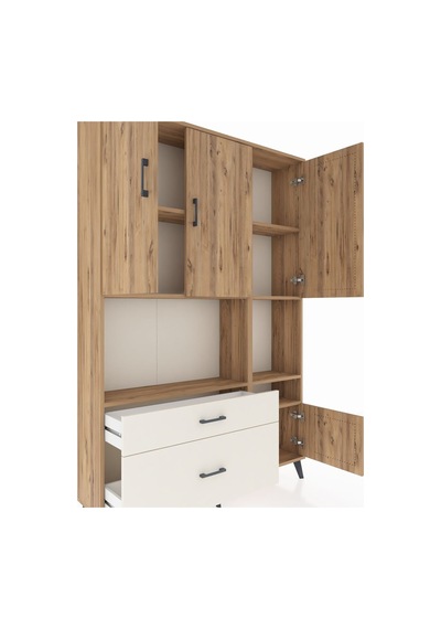 Arges Dolap 7 Raflı 2 Çekmeceli 4 Kapaklı 132x30x195 Çam-çam/... Çam