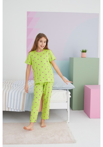 Siyah İnci Pamuklu Örme Pijama Takım 24117032 Çok Renkli