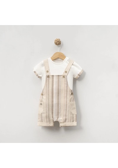 Lamato Baby Yazlık Yan Cepli Salopet Bebe Erkek Tulum Bej