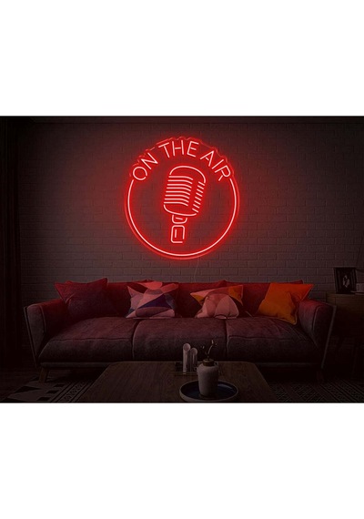 On The Aır Yazılı Mikrofon Figürlü Neon Tabela Kırmızı