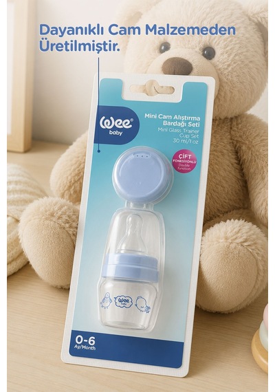 Mini Cam Alıştırma Bardağı Seti 30 ML Mavi