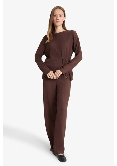Defacto Straight Fit Düz Paça Bürümcük Pantolon C0200ax25aubn539 Kahve