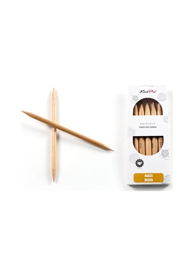 Knitpro Double Point Knitting Needles Basix Beech 20cm 15.00mm 35128
