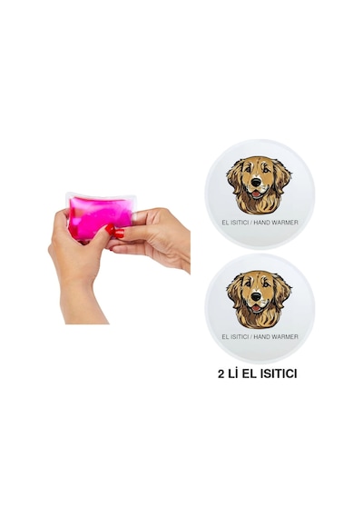 Sıa 2 Adet Kahverengi Köpek Cep Sobası,el Isıtıcı,sıcak Su Torbası Pvc 10x9,5cm Çok Renkli