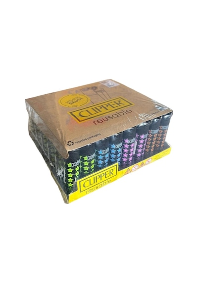 Clipper Pocket Yıldız Desenli Taşlı Çakmak 48 Adet 1000