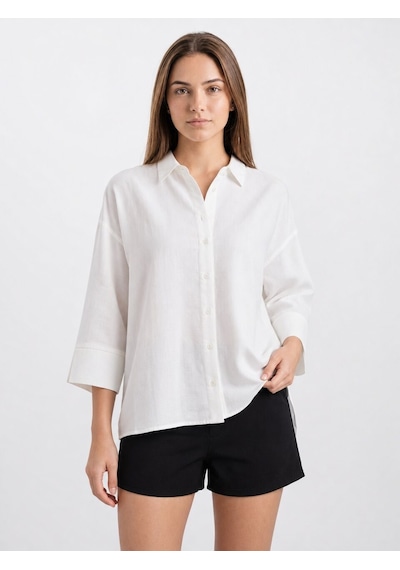 LOFT Loose Fit Kadın Gömlek U.kol Lf2043608 Q1.v1 Beyaz