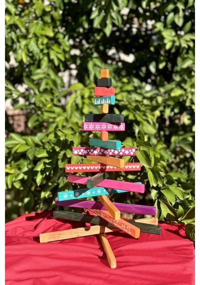 Leftover Ahşap Yılbaşı Ağacı - 54cm Çok Renkli