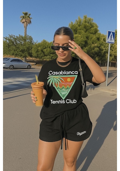 Cosablanca Tennıs Unisex Tişört Yb2 SIYAH