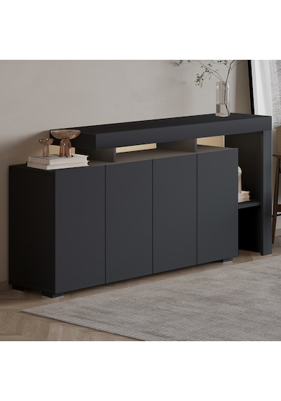 İnarch Dizayn Beliz Led Işıklı Modern Konsol 170 Cm, 4 Kapaklı Ve İç Raflı Depolama, Tasarım Antrasit İnarch Dizayn Beliz Led Işıklı Modern Konsol 170 Cm, 4 Kapaklı Ve İç Raflı Depolama, Tasarım Antrasit