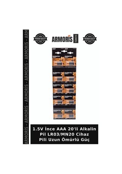 1.5v İnce Aaa 20'li Alkalin Pil Lr03/mn20 Cihaz Pili Uzun Ömürlü Güç