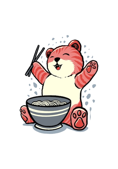 Paybuy Erişte Yiyen Panda Karakteri Baskılı Çocuk Tişört beyaz
