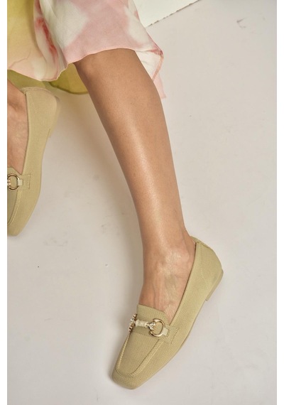 Fox Shoes Y820400104 Ten Triko Kumaş Toka Detaylı Kadın Babet Ten