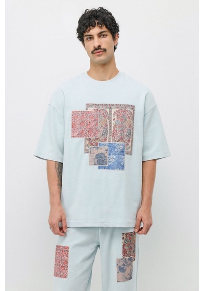 Oversize Baskılı Eşofman Takım Bebe Mavi