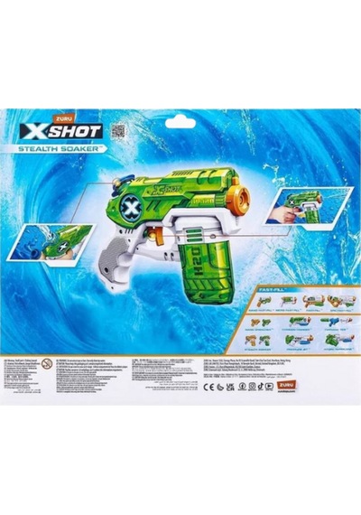 X-shot Water Small Stealth Soaker 4 Lü Paket, Kompakt & Eğlenceli Su Tabancası Nerf, Oyuncak Tabanca Yeşil-turuncu