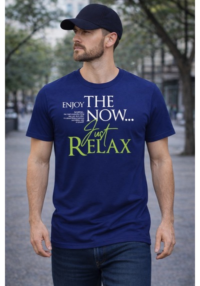 Herkesemoda The Now Baskı Detaylı Basic T-shırt Lacivert