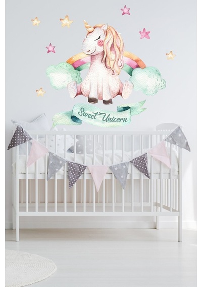 Yıldızlı Unicorn Duvar Sticker Seti