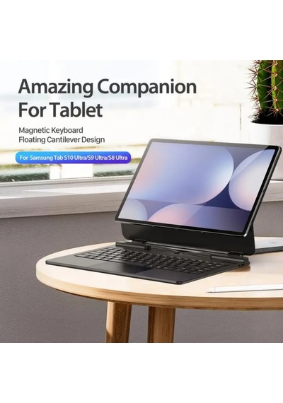 Samsung Galaxy Tab S8 Ultra /s9 Ultra/s10 Ultra 14.6 İnç İle Uyumlu Magic Keyboard Touchpad Türkçe Kalem Bölmeli Işıklı Klavyeli Kılıfı Sm-x920