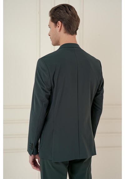 Efor Slim Fit Torba Cep Esnek Spandex Karışımlı Düz Nefti Blazer Ceket C 696 Nefti