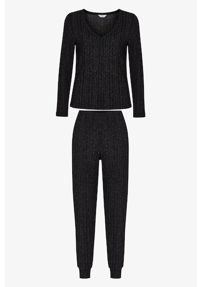 Penti Siyah Dark Night Uzun Kollu Pantolon Pijama Takımı
