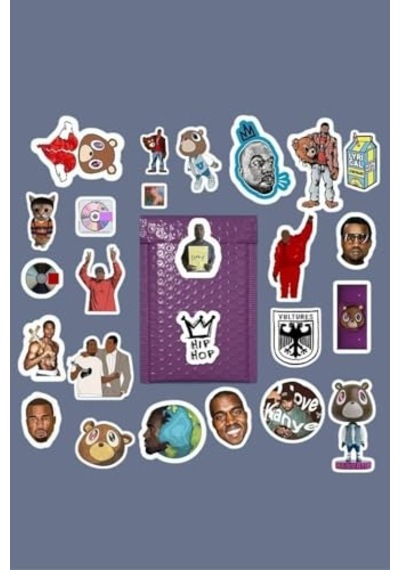 Kanye West Rap Sticker Paketi/bullet Journal Defter Çıkartma Ajanda Laptop Etiket, 8764587987487 Abanoz