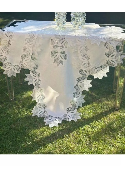Salon Takımı Krem-krem Kayla Model 5 Parça Keten Dantelli Runner Seti Çok Renkli