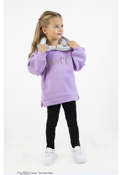 Harika Kids Kız Çocuk Kumaş Orta Kalınlıkta Caretta Nakış Örme Basic Taytlı Alt Üst Takımı 001