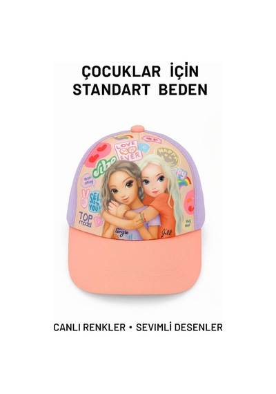 Top Model Renkli Kız Çocuk Şapka Ayarlanabilir Fileli Ve Sevimli Desenli Model