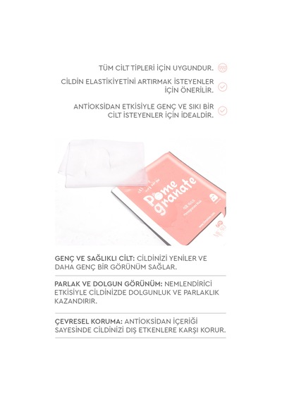 Mjcare On Pome Granate Mask - Mjcare On Nar Özlü Yüz Maskesi 20'li