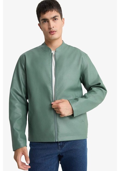 Defacto Su İtici Slim Fit Suni Deri Mont D8525ax26spkh458 Haki-kh458