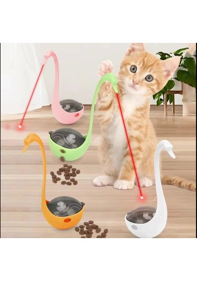 17.5 Cm Yeşil 1 Adet Kullanıma Uygun Kuğu Şeklinde Lazerli Kedi Oyuncağı