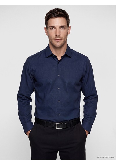 Lcw Busıness Lacivert Slim Fit Armürlü Erkek Gömlek