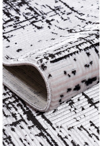 Parlak Saten Dokulu Poem Bambu Tuşe Modern Trend Halı Pm07 Siyah