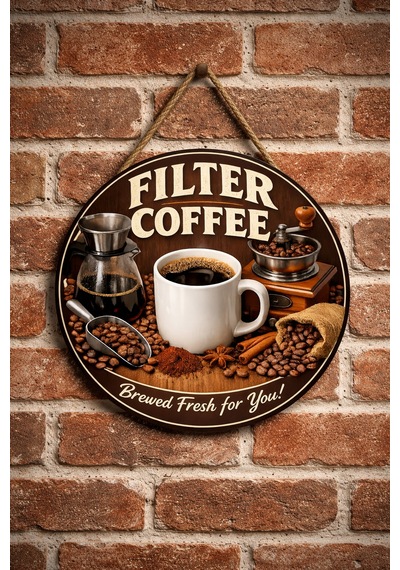 Mayeka Filtre Kahve Temalı Cafeler Kahveciler Baristalar İçin Ahşap Duvar Kapı Dekoratif Süs Tablo 11