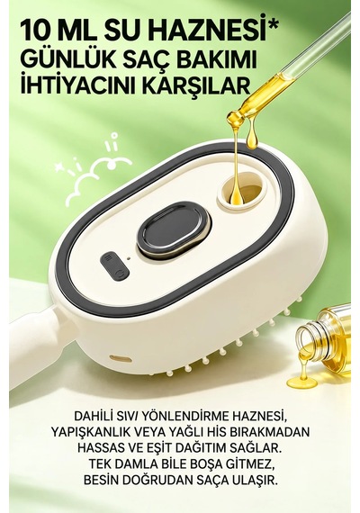 Exenar - Sarı - Spreyli Elektrikli Saç Tarağı 10ml Su Yağ Hazneli Antistatik Saç Bakım Fırça Elektriklenme Önleyici