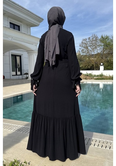 Rabia Şamlı Irmak Elbise Siyah Normal