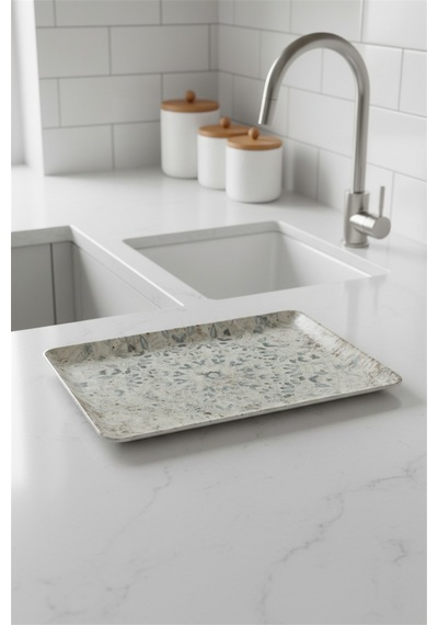 6'lı Flora Dikdörtgen Kayık Tabak 30x22.5cm Dijital Fade Rinart Krem